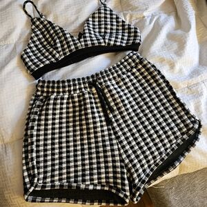 Black and White Gingham Bikini Set